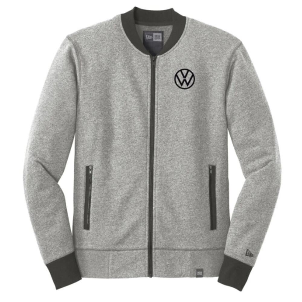 NEW ERA French Terry Baseball Full-Zip Twist Jacket Light Graphite Black Size L